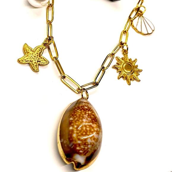 NEW Earth Tone Shell Pendant Necklace - Picture 5 of 6